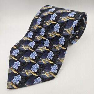 Ermenegildo Zenga Silk Tie Blue Floral‎ Designer Italy Luxury